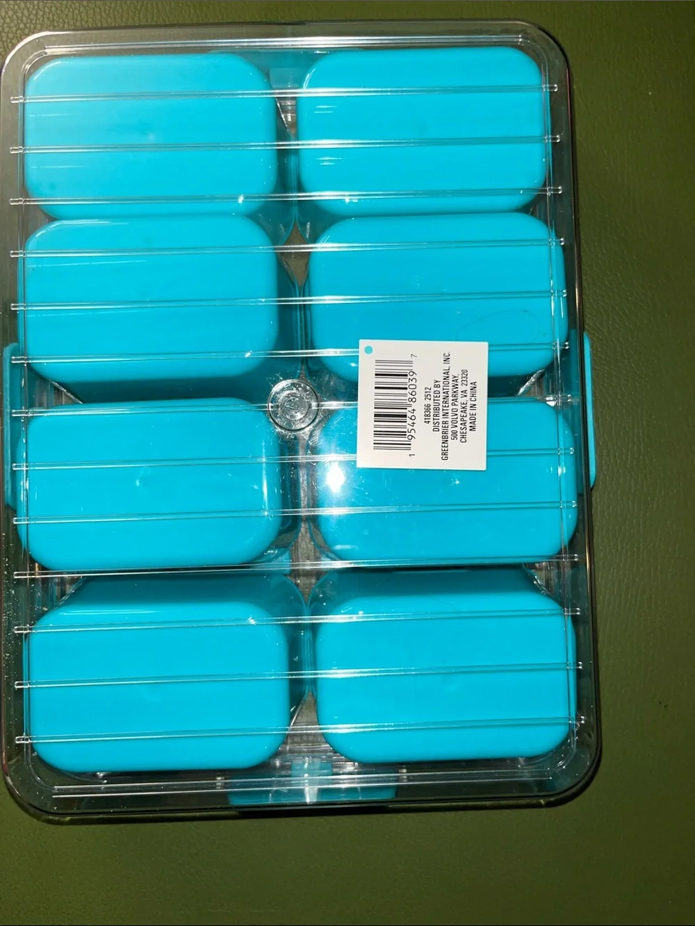Plastic Clear Turquoise Snacks 8-Compartment Meal Prep Container